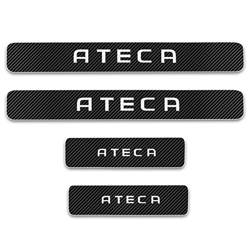 4 Piezas Fibra Carbono Umbral de Puerta de Coche para SE-AT ATECA, Bienvenidos Pedal Placas ProteccióN Accesorios De AutomáTico