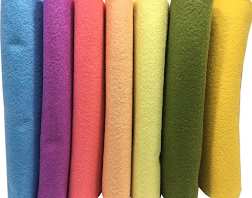 Misscrafts 7pcs 18" X 18" 1.4mm Thick Soft Felt Nonwoven Fabric Sheet Pack DIY Craft Patchwork Sewing Squares Assorted Colors(Spring)