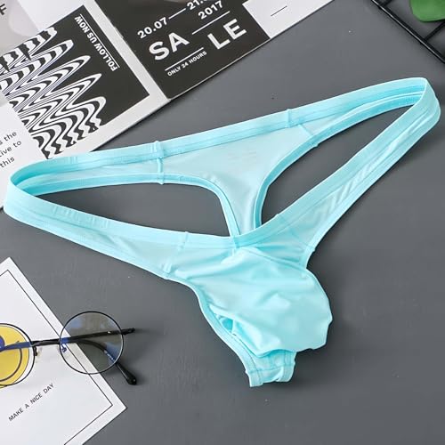 men's sexy ice silk thong, lightweight and breathable, soft and comfortable, black/gray/sky blue 34