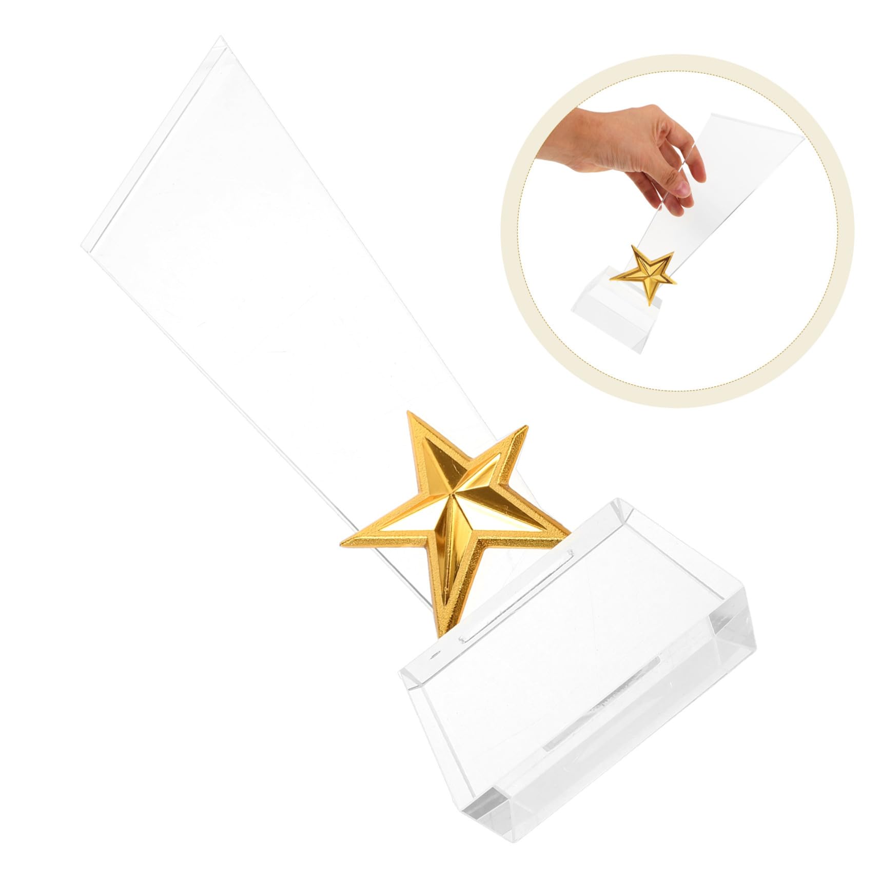 HANABASS Kreativer Kristall-Stern-trophäenpokal Fünf-Sterne Design Transparente Auszeichnung für Turniere Klassenzimmer-belohnungen Abschlussfeiern Schüler Kindergarten Sportveranstaltungen