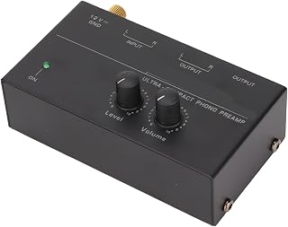 Phono Turntable Preamplifier, 100240V Low Noise Input Output Turntable Preamp Mini for Laptop US Plug