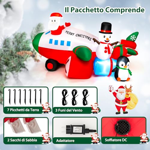 COSTWAY Decorazione Gonfiabile Natalizia da 280