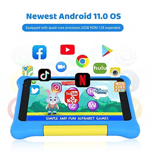 Cheerjoy Kids Tablet 7 Inch,Android 12 Tablet For Kids,32Gb Rom 128Gb Expand,Parental Control,Kids Software Pre-Installed, Dual Camera,Android Learning Tablet With Proof Case For Toddlers (Blue) #TOP2