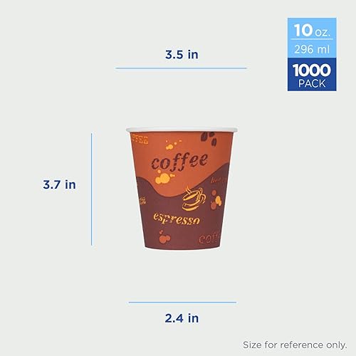 Miniatura 10 de Karat Tazas de café caliente de papel de 20 oz 600 ct Taza desechable blanca para bebidas y bebidas fríascalientes, 3.543 in (C-K520W)