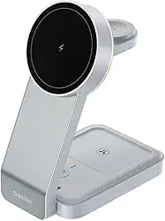 Carregador Sem Fio 3 em 1 15W Dobrável Rápido, Estação Indução Wireless, Compatível com iPhone, iWatch e AirPods, BA-WXC149-preto (branco)