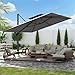 UDPATIO Sonnenschirm 300 x 400 cm Rechteckig mit Ständer, Ampelschirm Groß Aluminium, Marktschirm - Doppeldach, Gartenschirm 360° mit Kurbel, Balkonschirm, Sonnenschutz UV50+, Grau Wasserdicht