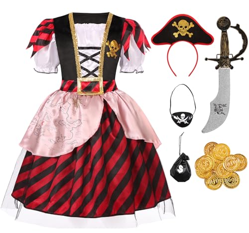 Disfraz completo pirata princesa para niñas 7-9 años miniatura 1