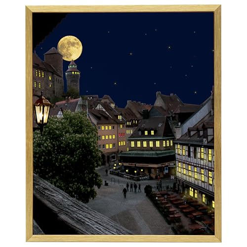 Image of Square 20x20 Solid Wood Canvas Floater Frame, Wood Floating Frames, Floater Frame for 0.6 inch-0.8 inch Deep Canvas Paintings (20 inchx20 inch, Gold)