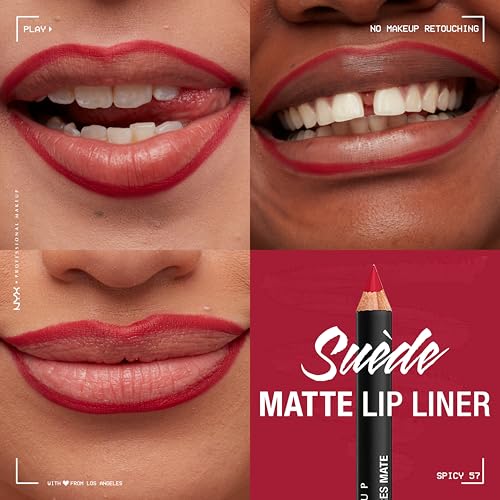 Image of NYX PROFESSIONAL MAKEUP Suede Matte Lip Liner, Velvety-Smooth, Long-Lasting Formula For A Defined Lip Makeup Look - Spicy (Red)