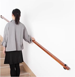 zklaseot Pasamanos For Escaleras, De Madera Barandilla De Escalera Carril, Seguridad Interior Montado En La Pared Pasamanos De Escaleras For Personas Mayores Niños con Accesorios (Color : marrón, Ta
