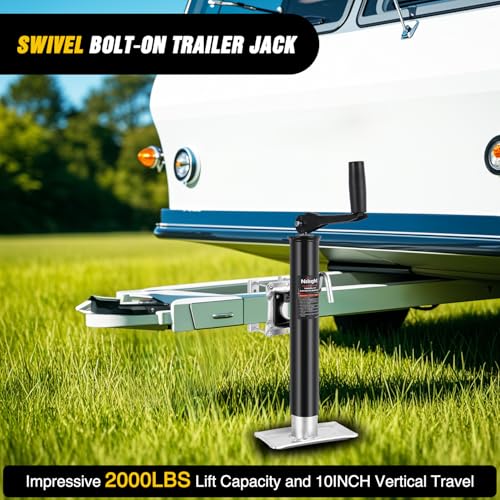 Nilight Trailer Jack 2000LBS Heavy Duty Swivel Bolt-On Trailer Jack 10 Inch Vertical Travel Alloy Steel Utility Trailers Tongue Jack Stand for RV Boat Horse Trailers Camper Utility Yacht Matt Black by Nilight - Image 2