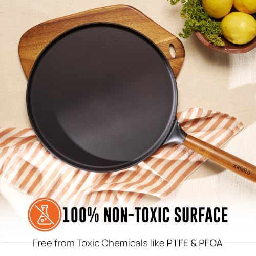 Image of KROSLO Lightweight Cast Iron Naturally Non Stick Dosa Tawa 28 cm | 100% Non-Toxic | Rust Resistant | Metal Spatula Friendly | Baby Food Safe