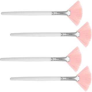 4 Pieces Pink Fan Makeup Brushes Set, Long Ha...