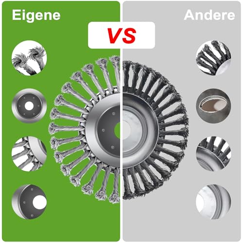 Forever Speed Profi Unkrautbürste Wildkrautbürste für Freischneider Motorsense Rasentrimmer 8 25,4 x 200 mm Stahlbürste Fugenbürste für Entfernung von Unkraut