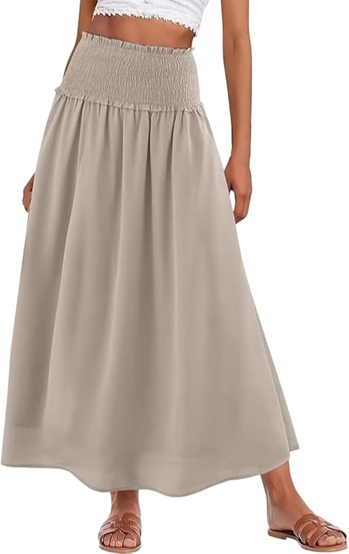 Generisch Women's Plain Elastic Waist Casual Skirt
