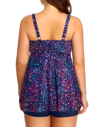 Yonique Two Piece Plus Size Tankini Swimsuits for Women Flowy Bathing Suits with Shorts Tummy Control Swimwear4