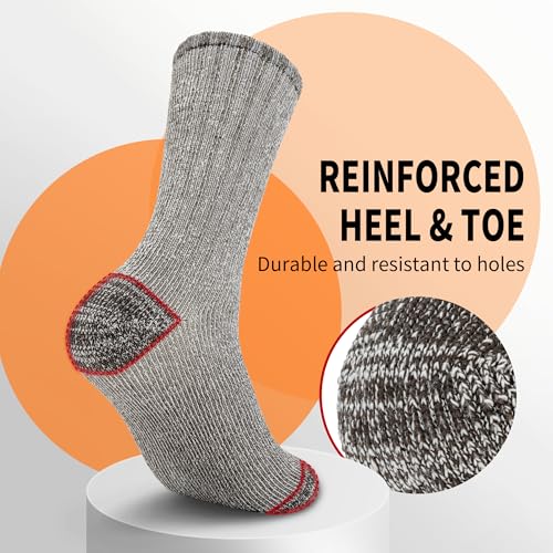 Image of Time May Tell Mens Merino Wool Hiking Cushion Socks Thermal Warm Crew Winter Boot Socks Pack (2 /4 Pair,6-13 Size)