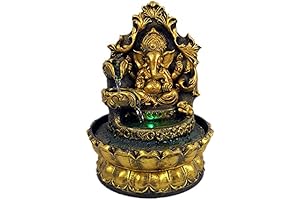 Golden Ganesha Fountain Adorned with Auspicious Symbols