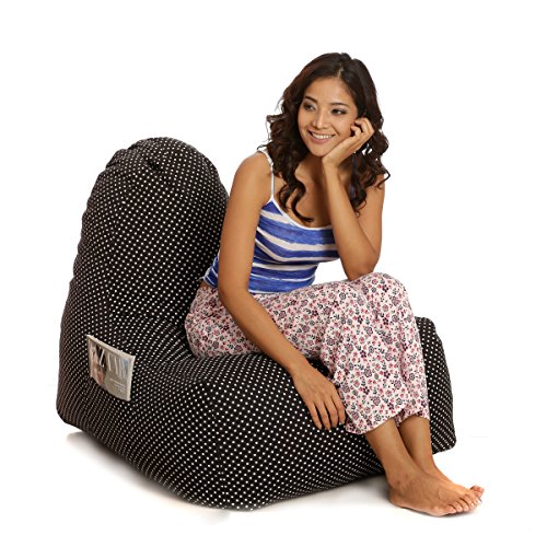 Image of Style Homez Hackey Cotton Canvas Polka Dots Printed Bean Bag XXL Size Filled with Beans Fillers