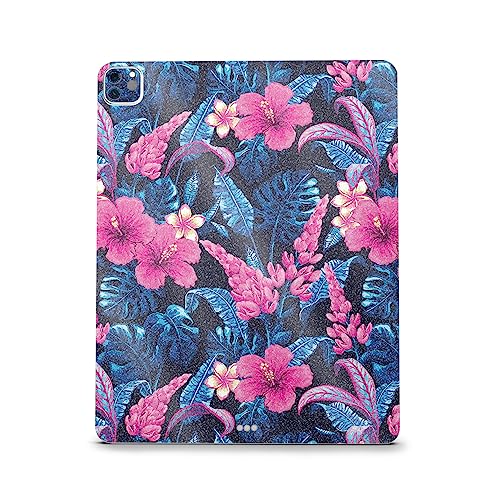 Image of MightySkins Carbon Fiber Skin Compatible with Apple iPad Pro 12.9 inch M2 6th Gen (2022) Full Wrap Kit - Contrast Hibiscus | Protective, Durable Textured Carbon Fiber Finish | Made in The USA