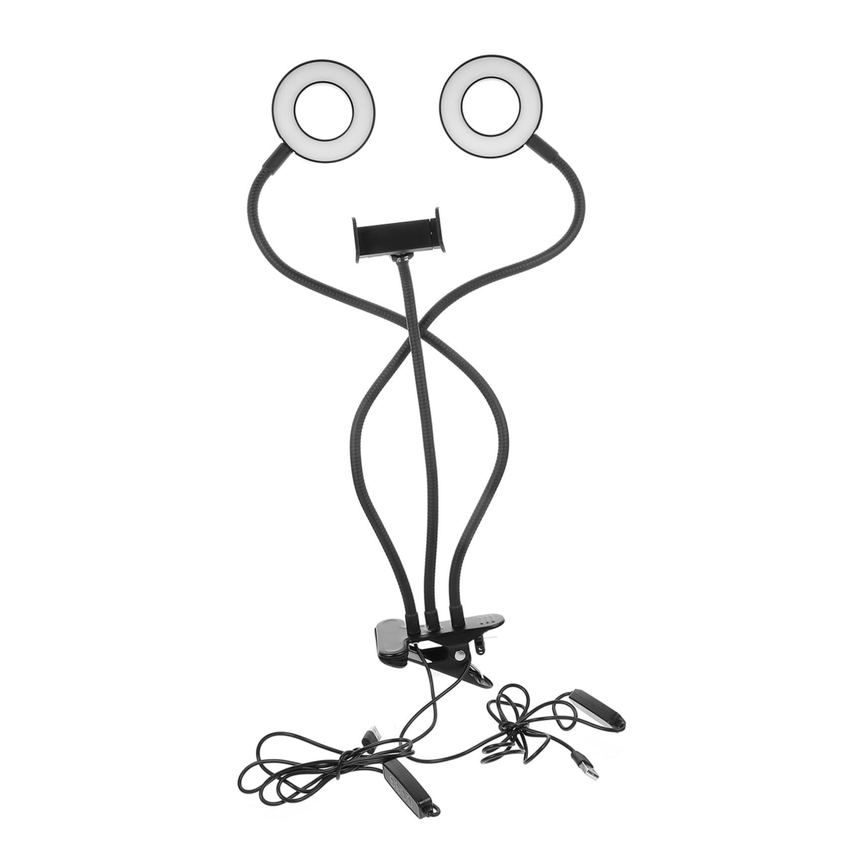 KICHOUSE Double-Head Led Fill Light Clip-on Selfie Lamp 10 Brightness Levels 3 Colors Flexible Stand for Phone