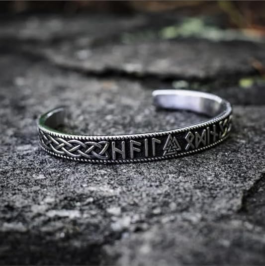 TURTLEDOVE Viking Rune Valknut Bangle, Celtic Knot Bracelet, Norse Pagans Jewelry of Amulet - Image 3