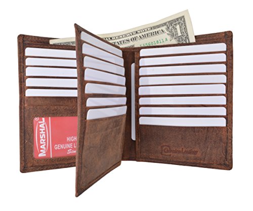 Vintage Genuine Leather RFID Blocking Bifold Hipter Multi Card ID Holder Men's Wallet3