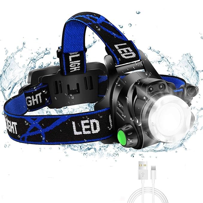 mygezi Super Bright Headlamp, USB Rechargeable Led Head Lamp, IPX4 Zoomable Waterproof Headlight with 4 Modes and Adjustable Headband, Hard Hat Light Perfect for Camping, Hiking (Headlight) (B0D8W9LQMG) Amazon Price History, Amazon Price Tracker