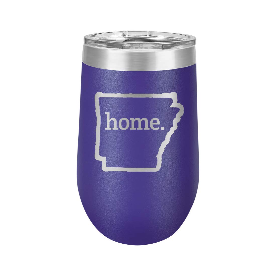 Arkansas Home Outline US State United States - Polar Camel 16 oz. Vacuum Insulated Stemless Tumbler w/Lid (Purple)