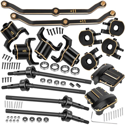 BRCatWPark RC Brass Axle widening (+11mm Wider on Each Side) Upgrades Part for 1/18 TRX4M,2 Front Axle,for 4wd w/Front & Rear Axle Covers,Front & Rear+11mm Wider on Each Side