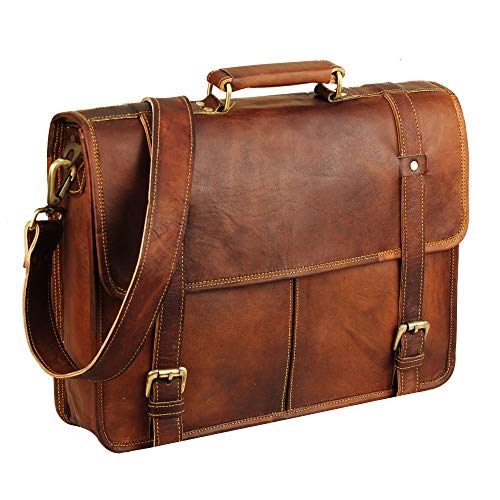 15 Inch Brown Leather Messenger Bag for Men and Women | Best Laptop Briefcase Computer Satchel Shoulder Crossbody Bag | Full Grain Leather Bag A Perfect Companion for College, Office Use2