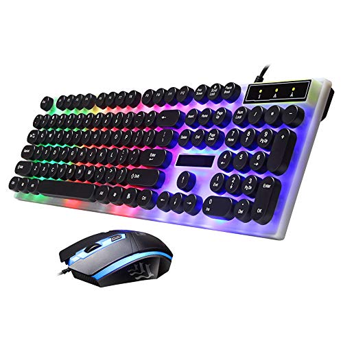 USB 104 Keys Wired Gaming Keyboard and Mouse Combo LED Rainbow Color Backlight