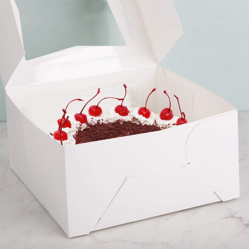 Cake Boxes 12 x 12 x 5, Cake Boxes 10 x 10 x 5 And Cake Boxes 8 x 8 x 4, Bakery Box Has a Clear Window, Cake Supplies, 5 Pack of Each.