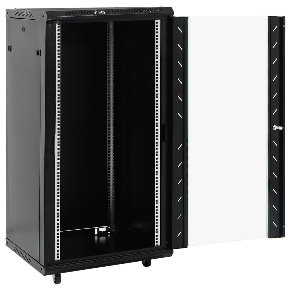 vidaXL Coffret de réseau 22U 19" IP20 Noir 60x60x120 cm, Coffret de réseau sur Pied, Armoire de données, Support de réseau
