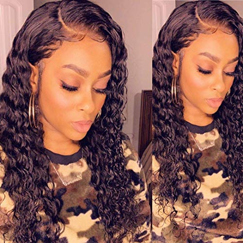 Vigorous Lace Front Wigs for Women Synthetic Long Curly Wigs with Baby Hair Pre Plucked 13x6 Deep Part Black Color Synthetic Lace Front Wigs for Daily Use Natural Hairline 20”