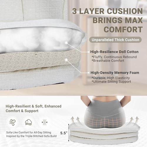 Image of Criss Cross Chair with Wheels and Flip Arms, Upholstered Cross Legged Office Chair with 3 Layer Cushions&Dynamic Airbag Lumbar Support, Wide Seat Comfy Desk Chair for Home Office, Living Room, Beige