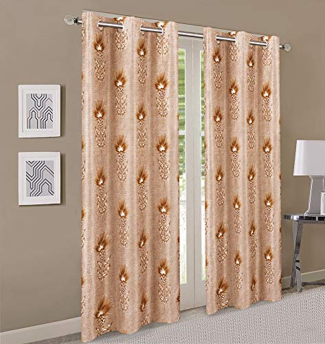 Image of Queenzliving Secret Linen Curtain, Long Door 9 feet- Pack of 2, Brown