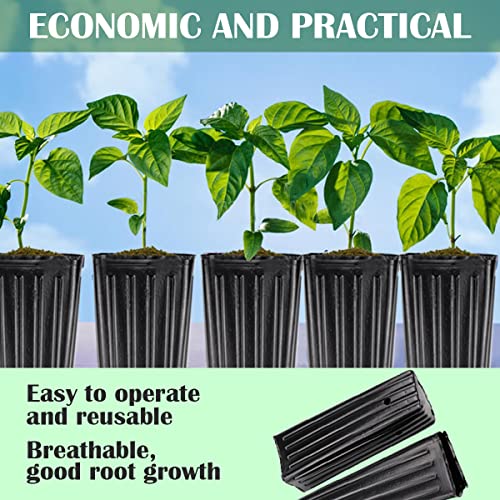 LNQ LUNIQI 50PCS Plastic Plant Nursery Bags Fruit Flower Grow Bags Tall Seedling Flower Plant Container with Drainage Holes for Home Garden Plant Seed Grow Bags(12x25cm)