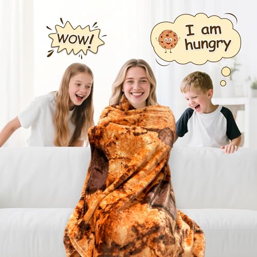 Image of mermaker Cookies Blanket 71 inches for Adult Kids, Realistic Cookies Throw Blanket Funny Gifts for Women Men Teen Boy Girl, 285 GSM Soft Flannel Food Wrap Blanket for Christmas Birthday Gifts