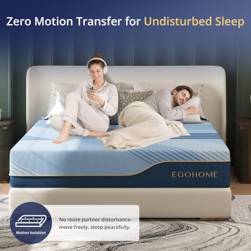 Image of EGOHOME 12 Inch King Size Mattress in a Box, Copper Gel Memory Foam for Cool Sleep, Fiberglass-Free, Pressure Relieving, Medium Firm, CertiPUR-US Certified, 80''L x 76''W