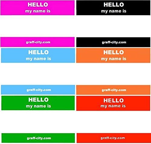 Graff CityHello My Name is' Stickers/Name Label Tags - Red & White - 8cm x 6cm (120, Mixed)