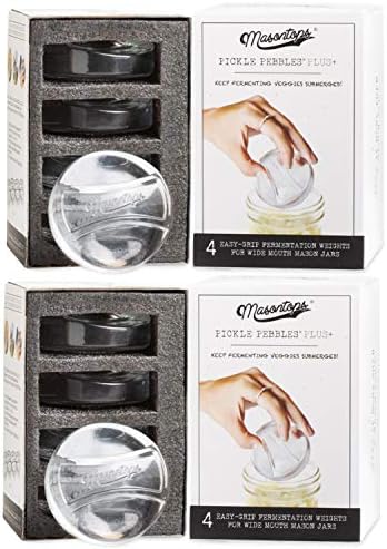 Masontops Pickle Pebble Glass Infinity Weights for Fermenting - Pickling Weight Set - Wide Mouth Mason Jar Fermentation