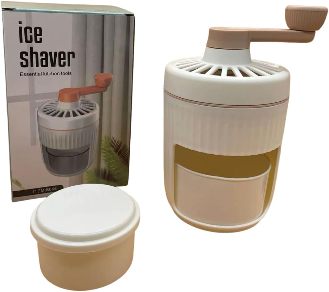 Shaved Ice Machine Hand Crank Slushie Maker with Cube Tray Portable Snow Cone Stainless Steel Blades for Cream Snowcone