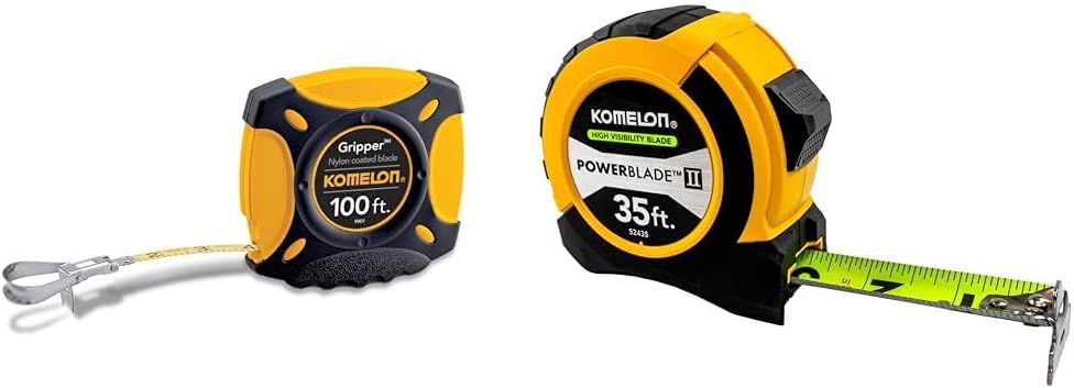 Komelon 100-Foot Gripper Steel Tape and 35-Foot Powerblade II ABS Tape Measures Bundle