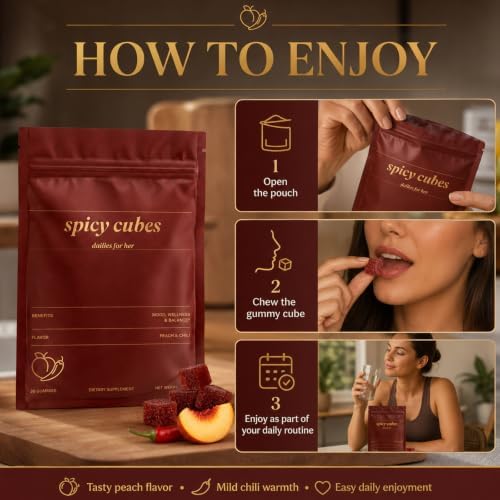 Spicy Cubes Gummies – Maca Root & Muira Puama for Energy, Mood & Vitality – Feminine Balance Wellness Gummies for Adults & Couples - 5