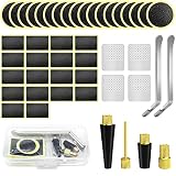 Olerqzer Fahrradreifen Patch Kit, Selbstklebendes Fahrradreifen Patch Reparatur Set, Ventiladapter Reifenpatch 36pcs Runder Quadratischer Reifenpatch für Straßen-, Mountain-oder Pendler-Fahrrad
