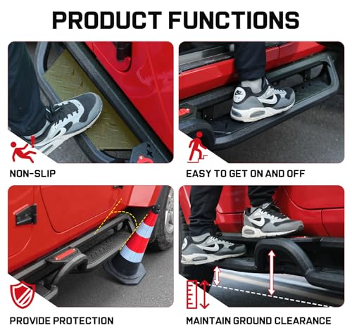 Image of COMNOVA Two Stairs Running Boards for 2018-2026 Jeep Wrangler JL 4 Doors