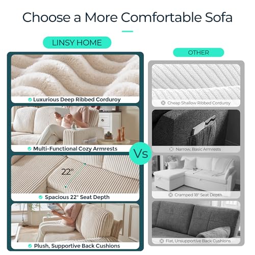 Image of LINSY HOME Modular Sectional Couch with Pull Out Bed, 81 inch L Shape(3 Seats) Sofa with Storage Chaise, Corduroy Convertible Sofa Bed, USB, Cup Holders, Side Pocket, Sleeper Sofa for Living Room, Beige