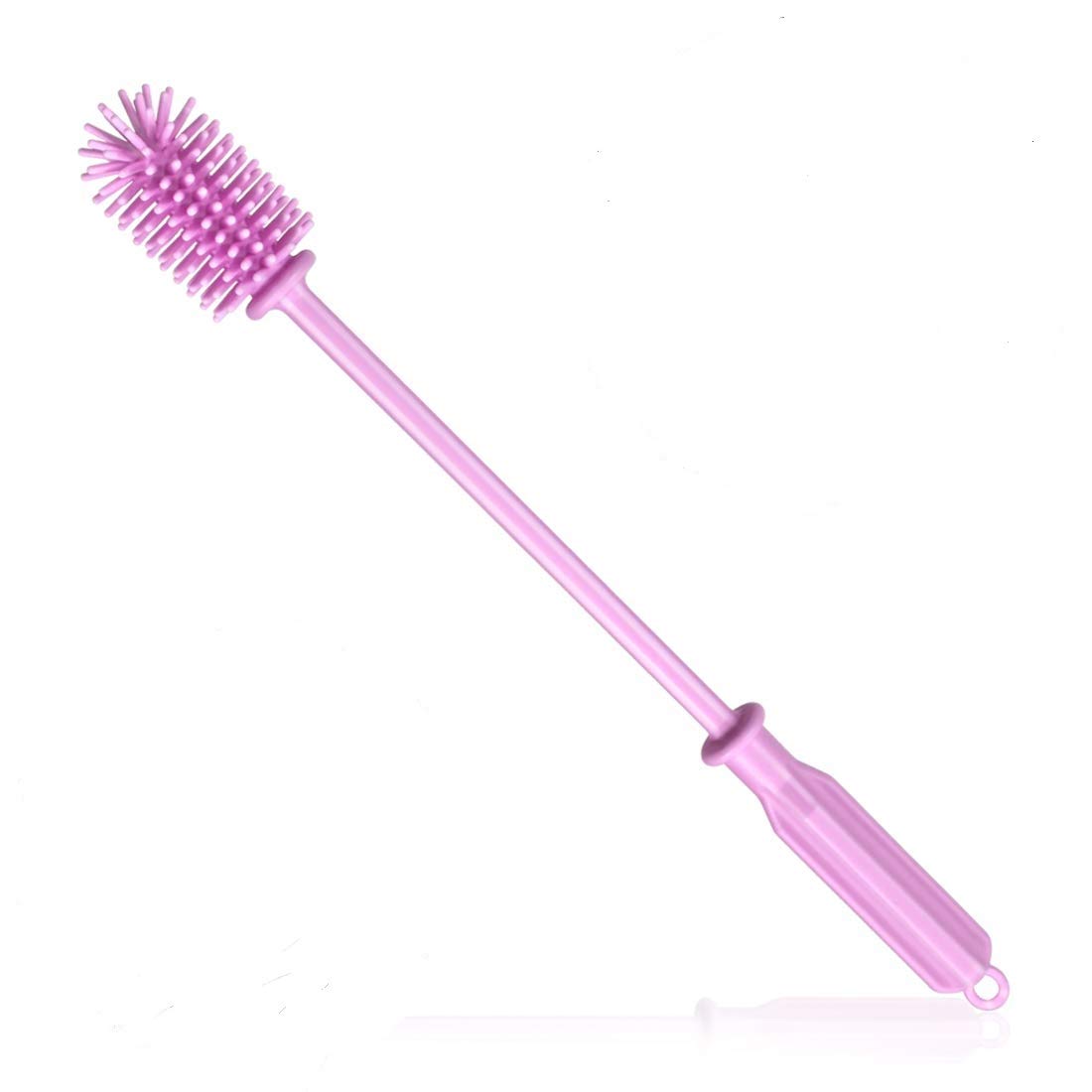 Fecihor Silicone Cleaning Bottle Brush 15"/38cm, Flexible Durable with Long Handle Kitchen Cleaning Brush Tool for Washing Narrow Neck Containers Water Bottle (Pink)
