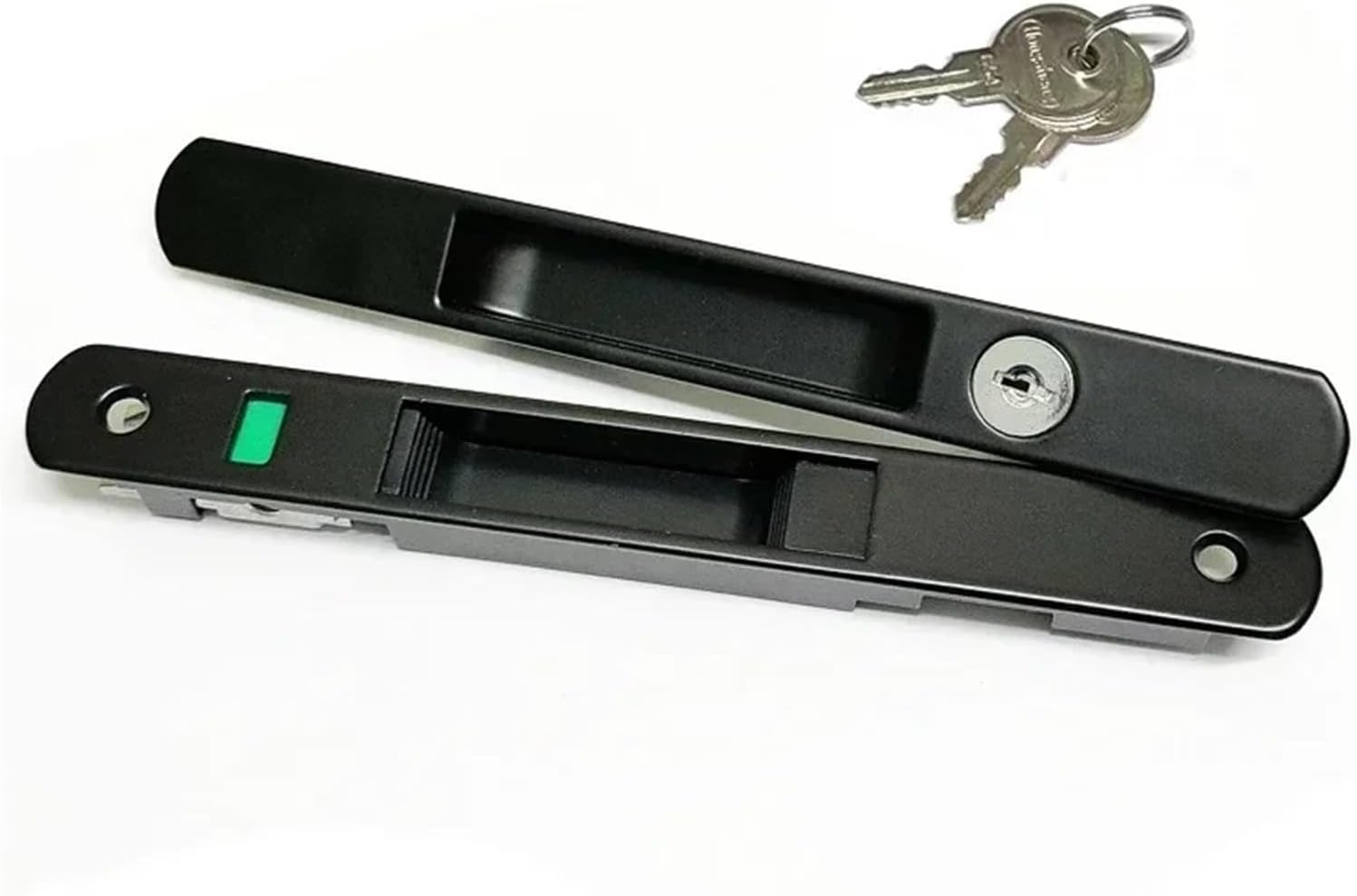 Sliding Door Lock with Green Red Indicator Label for Window Bedroom DIY Home Security Hardware MMS228 E (Color : Black with Key)